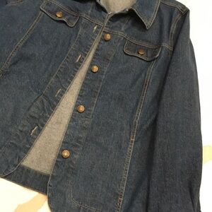 The TOG Shop Blue Denim Jacket with TOG Button Details Large Vintage Sleek Jean